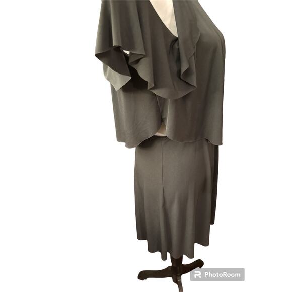 Red Gray Layered Dress Large short sleeve - Picture 2 of 4